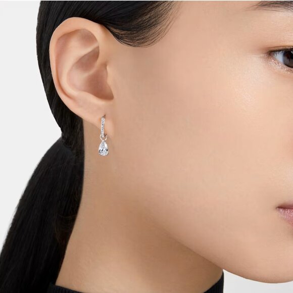 Swarovski Stilla drop earrings Pear cut, Round cut, White, Rhodium plated - Picture 5 of 5